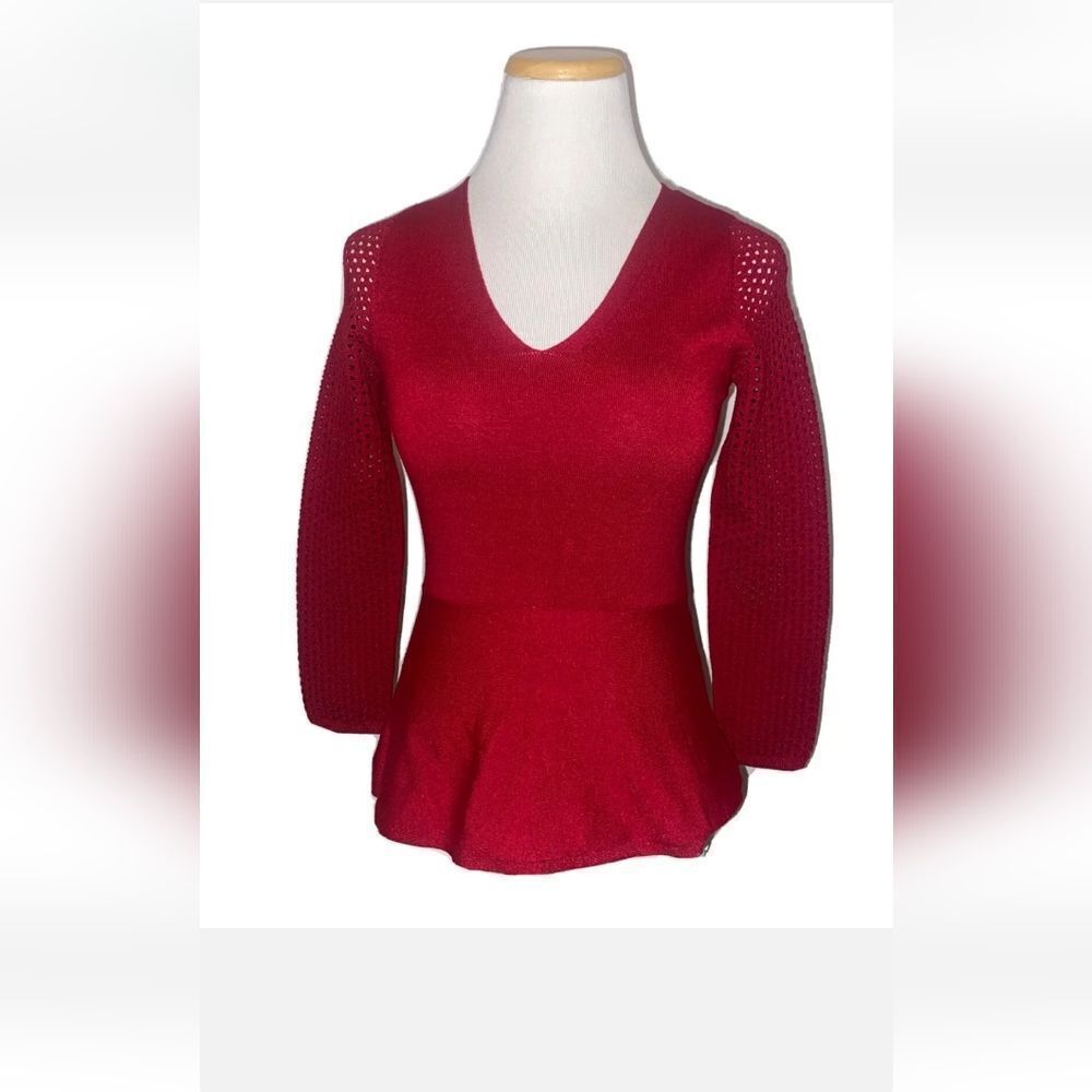 Karen Millen Deep Red Peplum Knit Top
